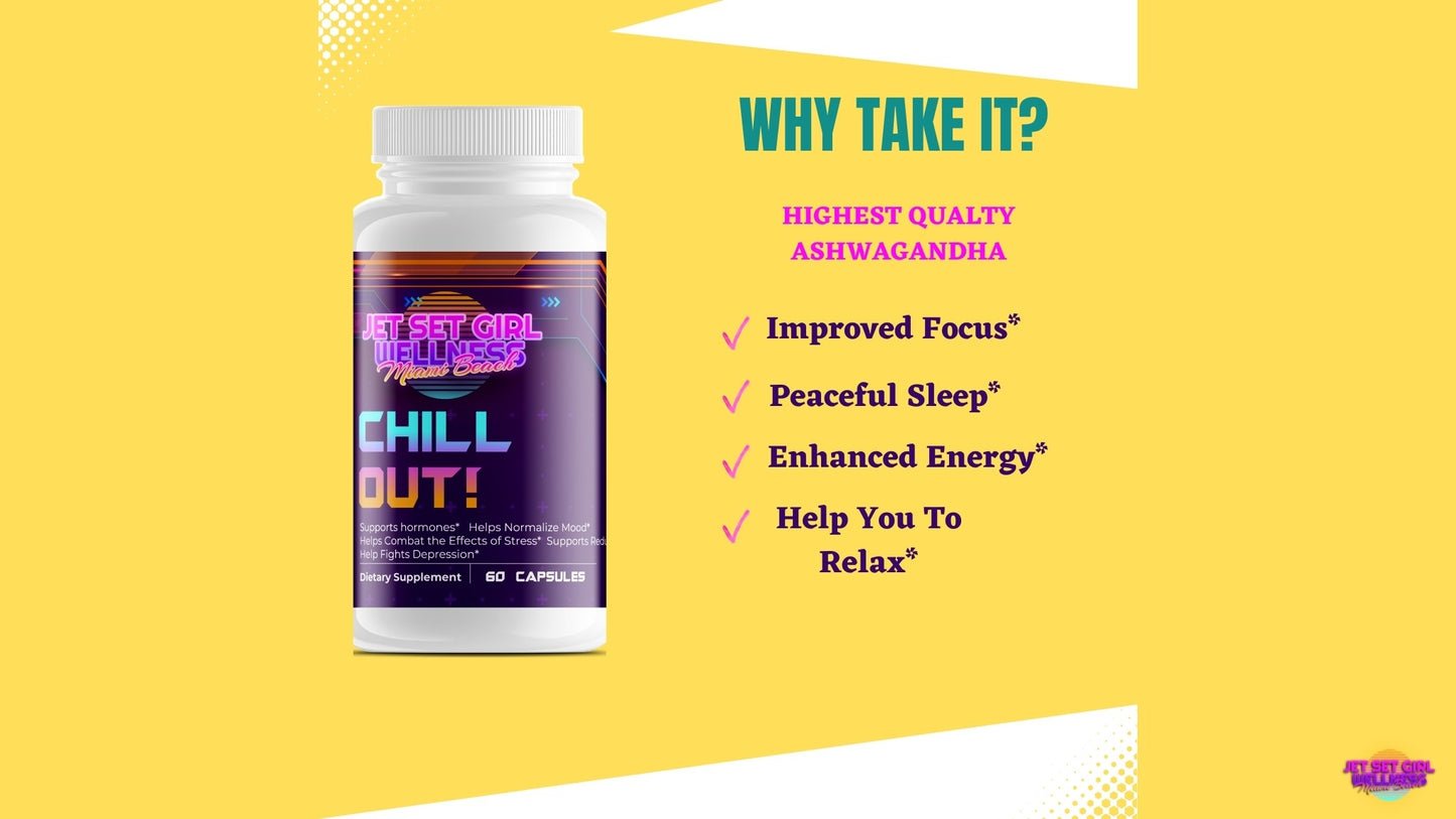 CHILL OUT! Organic Ashwagandha & Black Pepper, Natural Stress & Cognitive Support, 60 Count