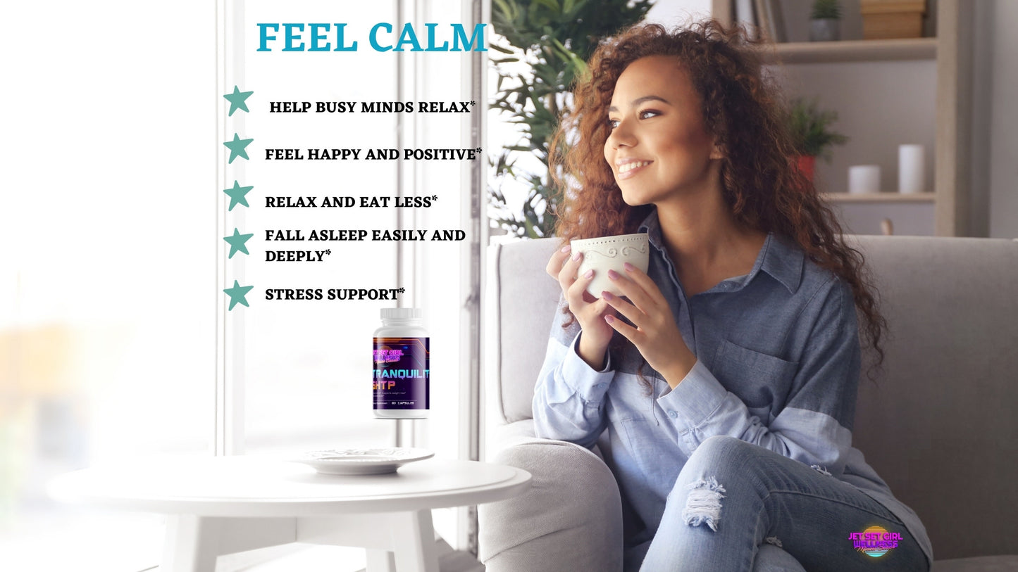 TRANQUILITY 5 HTP Aminoácido que mejora la serotonina para la relajación, 60 unidades