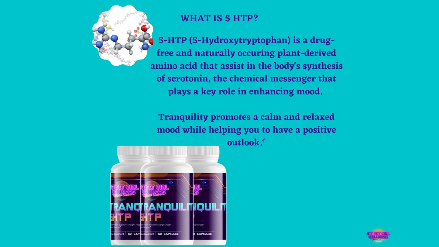 TRANQUILITY 5 HTP Aminoácido que mejora la serotonina para la relajación, 60 unidades